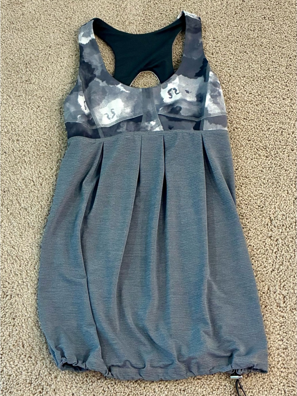 Lululemon Gray Floral Racerback Built In Bra Athletic Tank Top